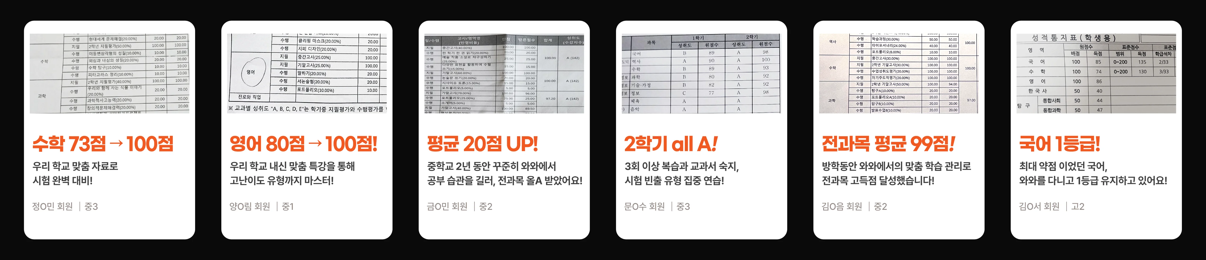 덕풍 초등 영수학원 성적 향상 사례